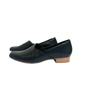 Clarks Juliet Palm Shoes Women’s Sz 10 Wide Black Leather Minimal Loafer Flats